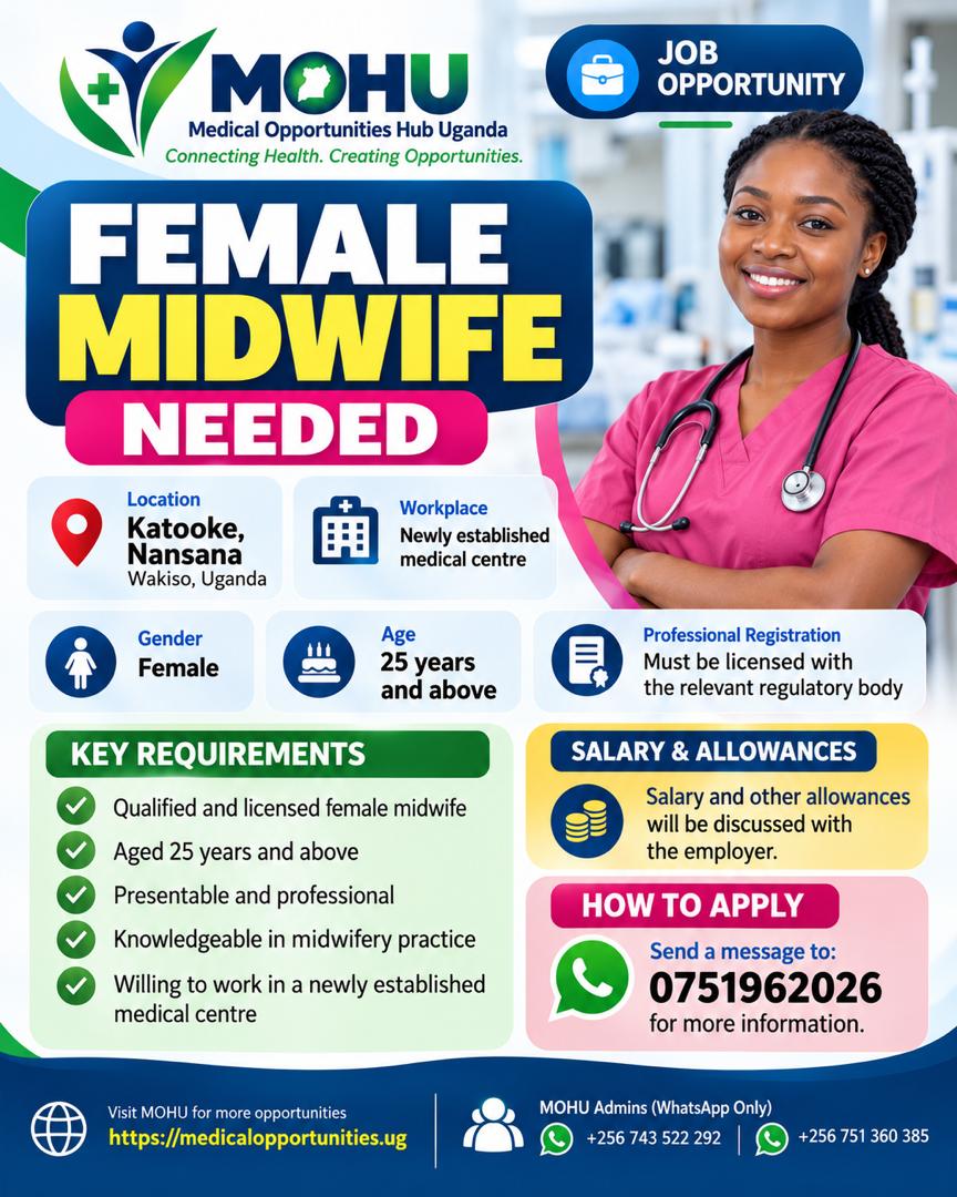 Female Midwife Needed – Katooke, Nansana