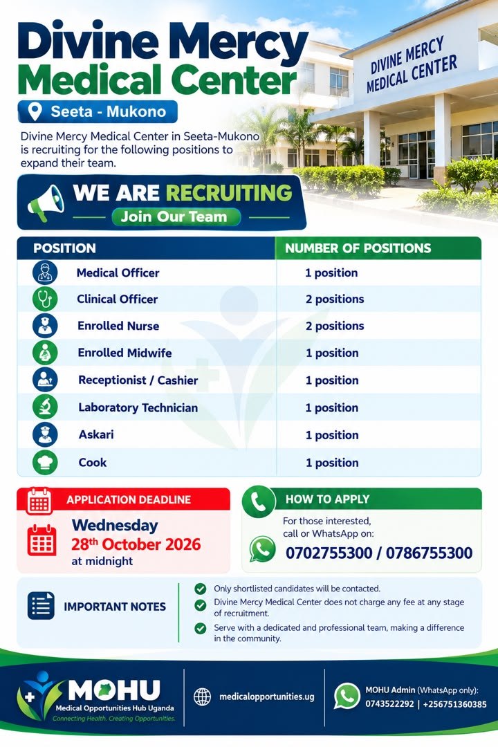 Divine Mercy Medical Center – Recruitment (10 Vacancies)