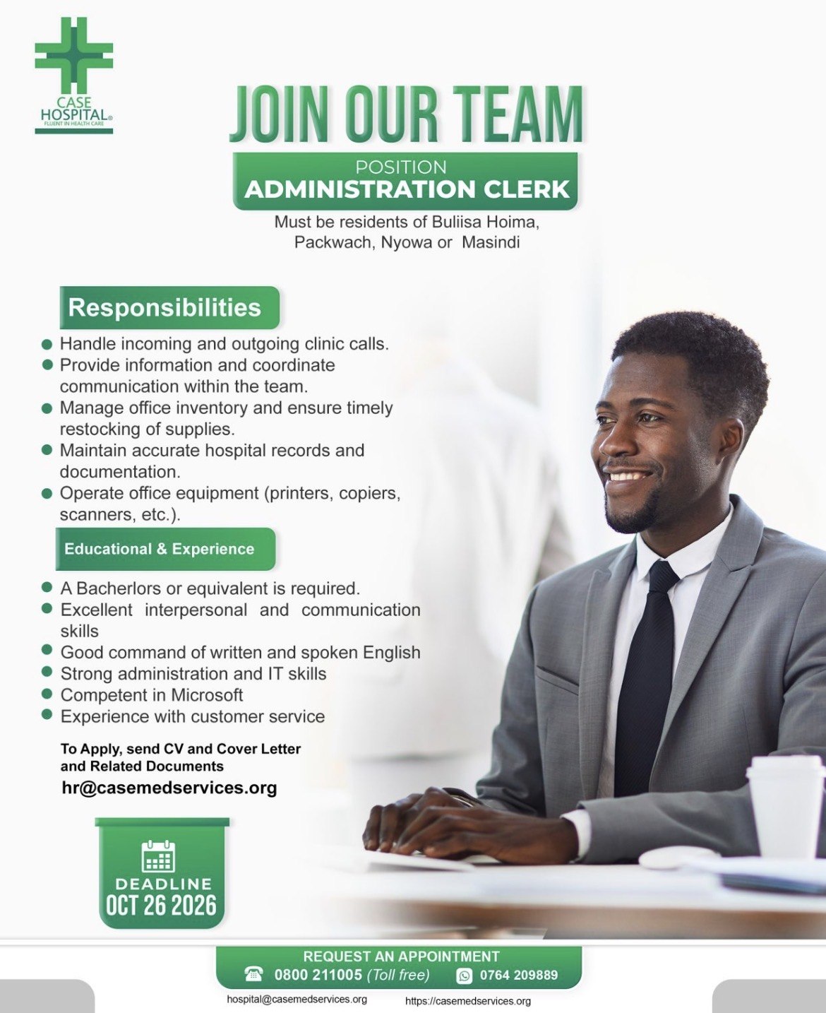 Administration Clerk – Case Hospital