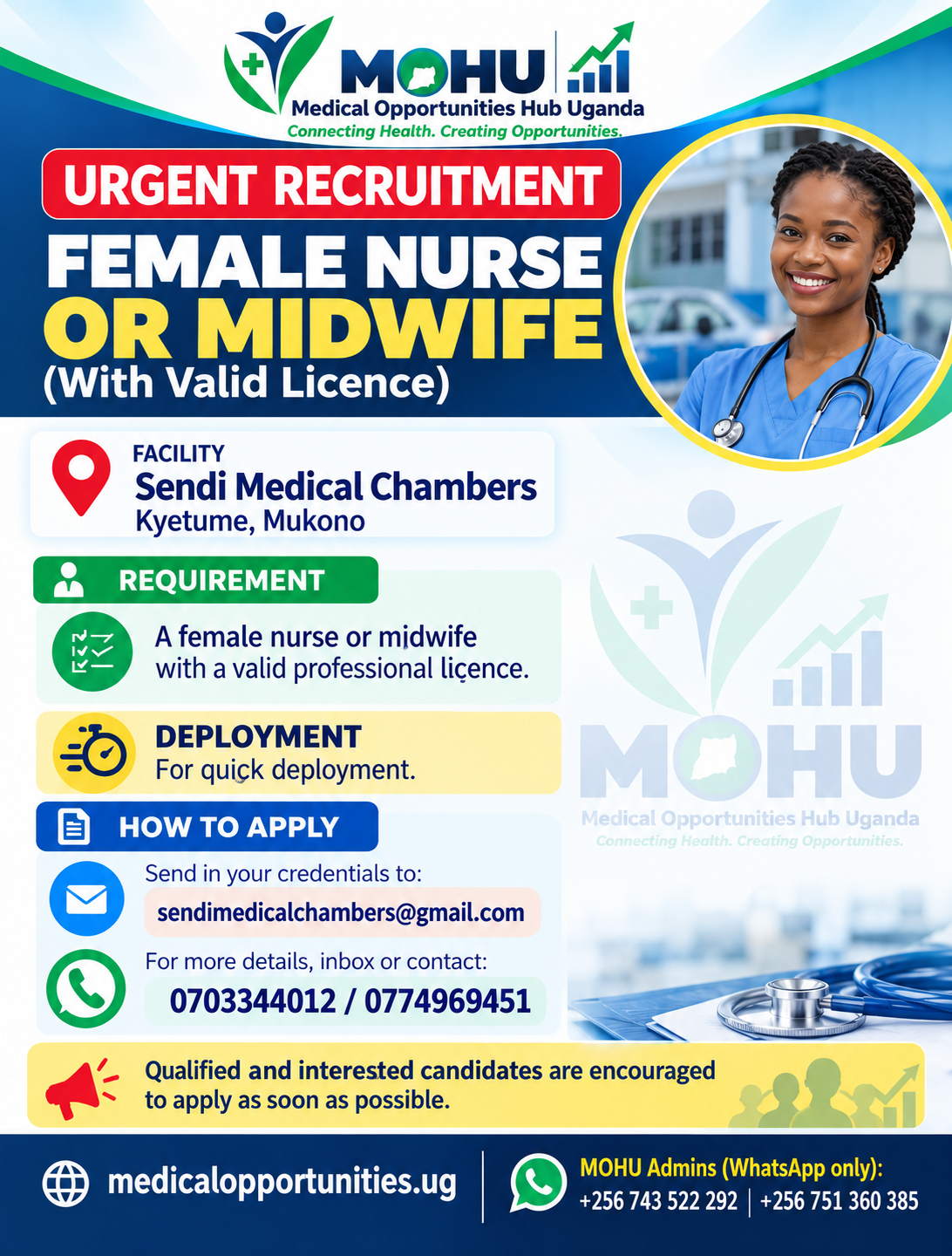 Female Nurse or Midwife — Quick Deployment